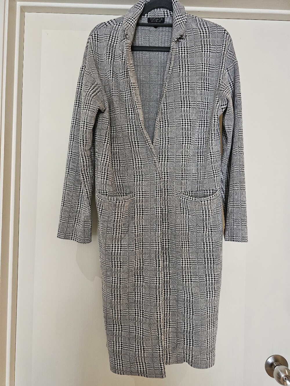 TOPSHOP Nordstrom  Houndstooth Coat Black And White Size US 4